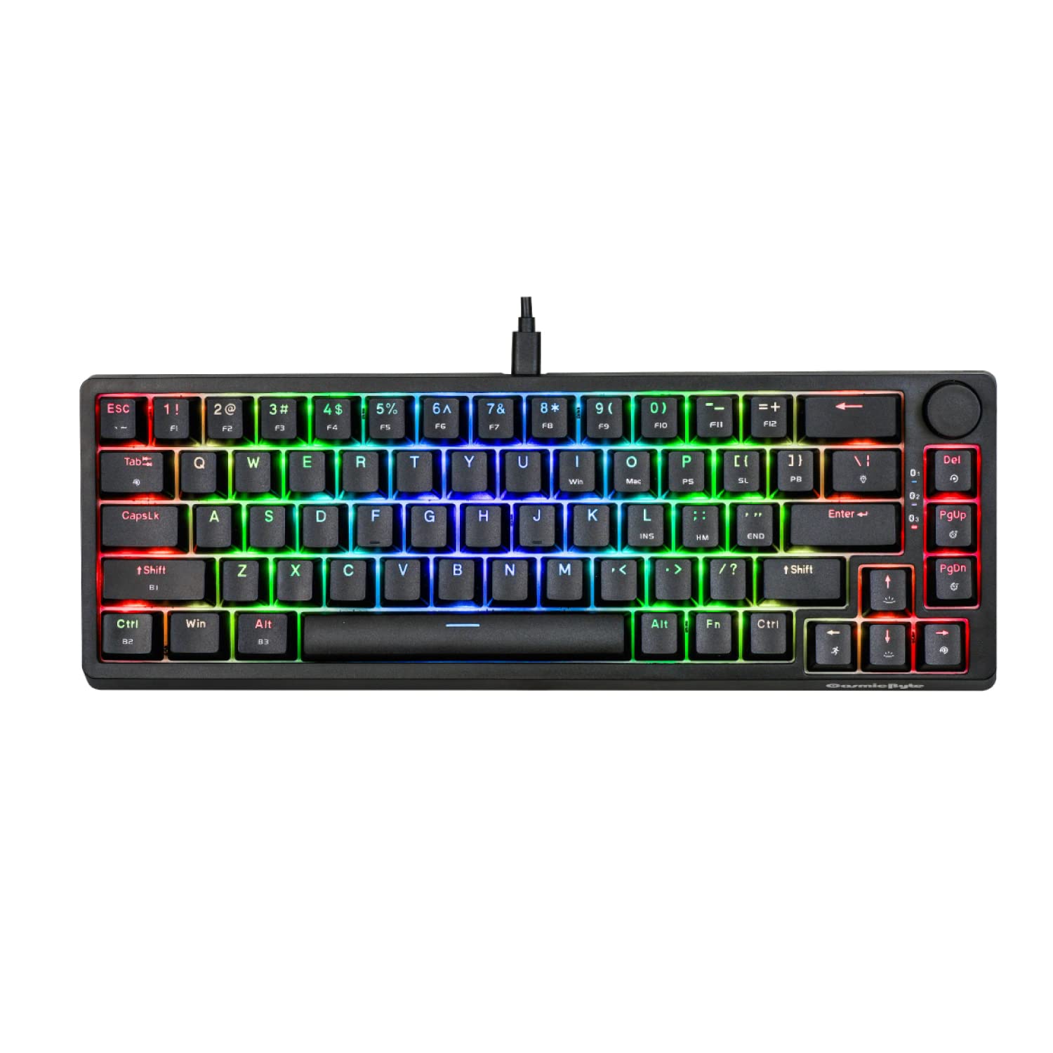 Cosmic Byte CB-GK-33 Astra Hot Swappable 67 Key Wired + Bluetooth Mechanical Keyboard, 1000Hz Polling Rate, Per Key RGB, Software Customization, Outemu Blue Switches (Black)