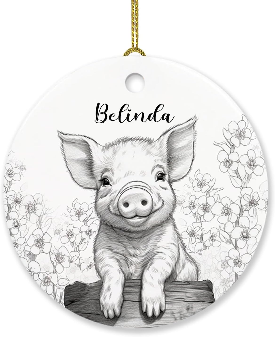 Personalized Pig Christmas Ornament Gift, Drawing Pencil Pig Ornaments Gifts for Men