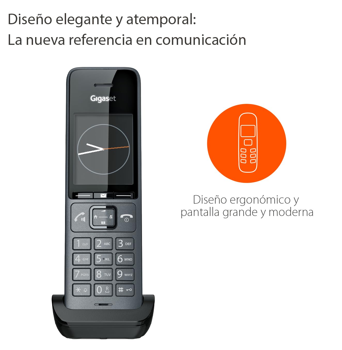 Gigaset COMFORT 520HX - Teléfono Supletorio - Diseño Elegante - Agenda, Negro Titanio [Compatible en ES, IT, AUT, CHE, DE, BE, NL, FR] [Sin Base]