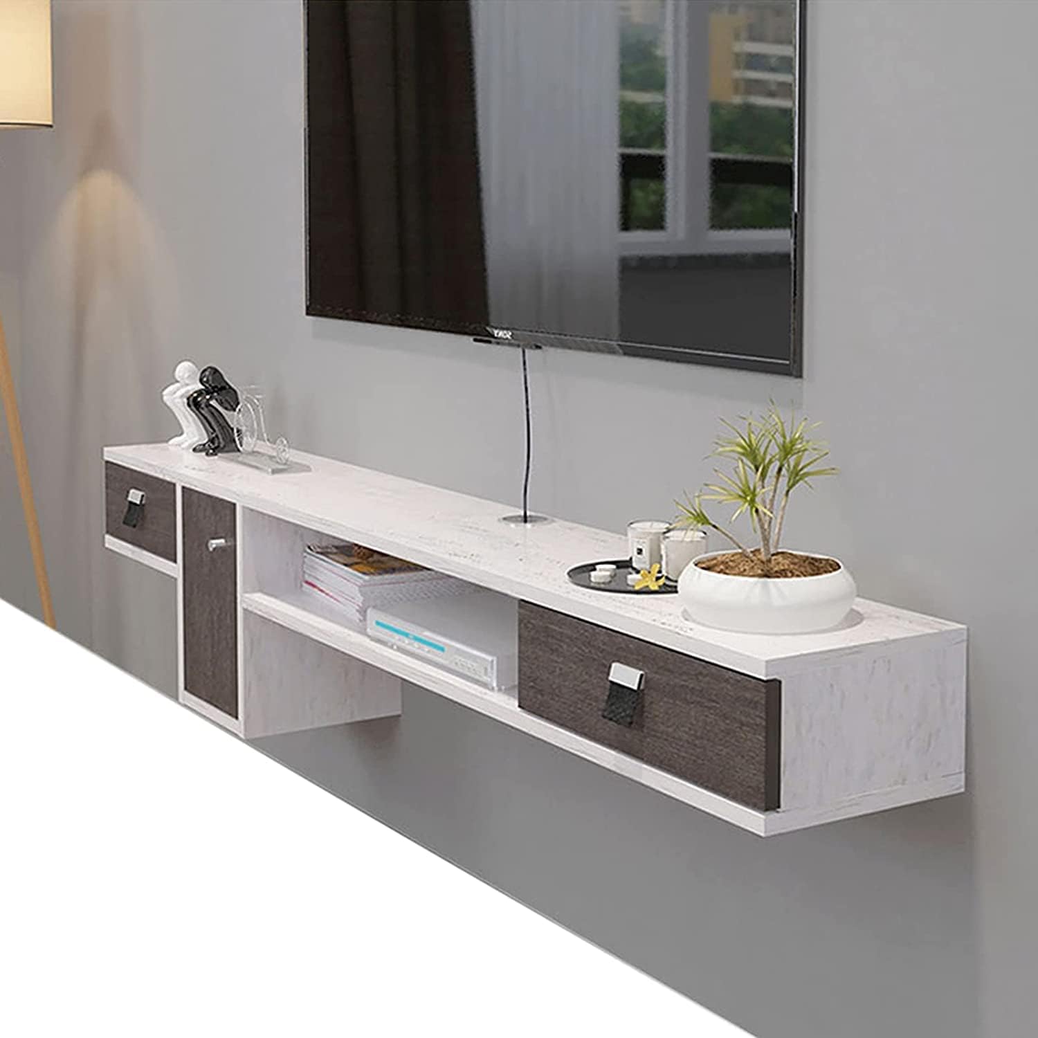 BUYT MultiFunctional Floating Shelf for Under TV Wall