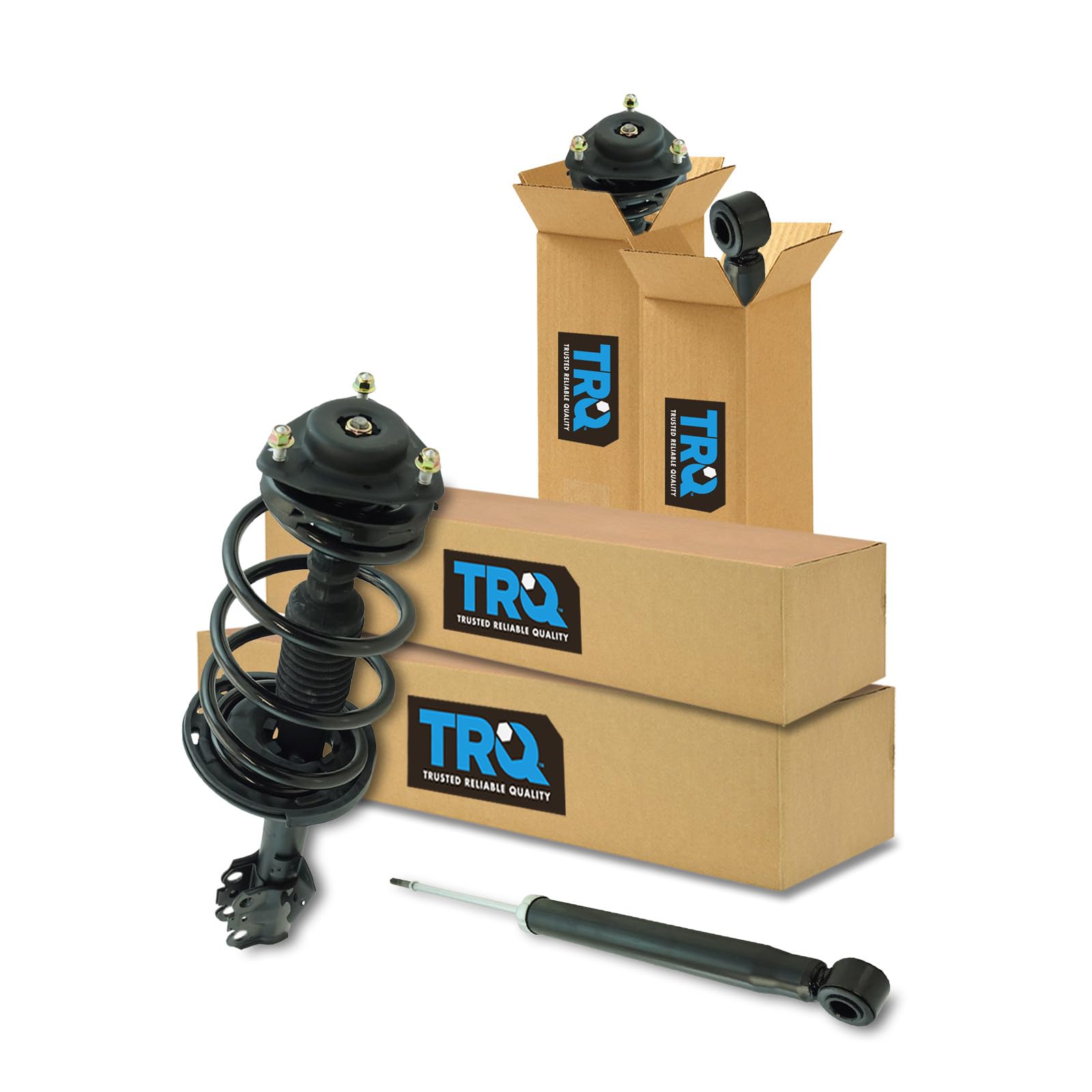TRQ Front and Rear Complete Strut Assembly &amp; Shock Absorber Kit Complete Strut &amp; Coil Spring Assembly Compatible with 2011-2014 Toyota Sienna