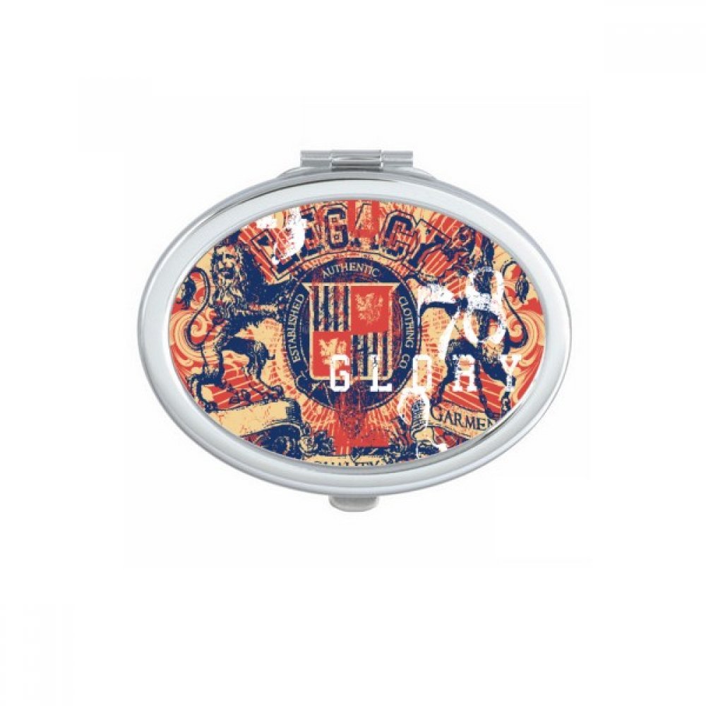 Miroir de poche de forme ovale Capitaine Lion pour retouches maquillage portables