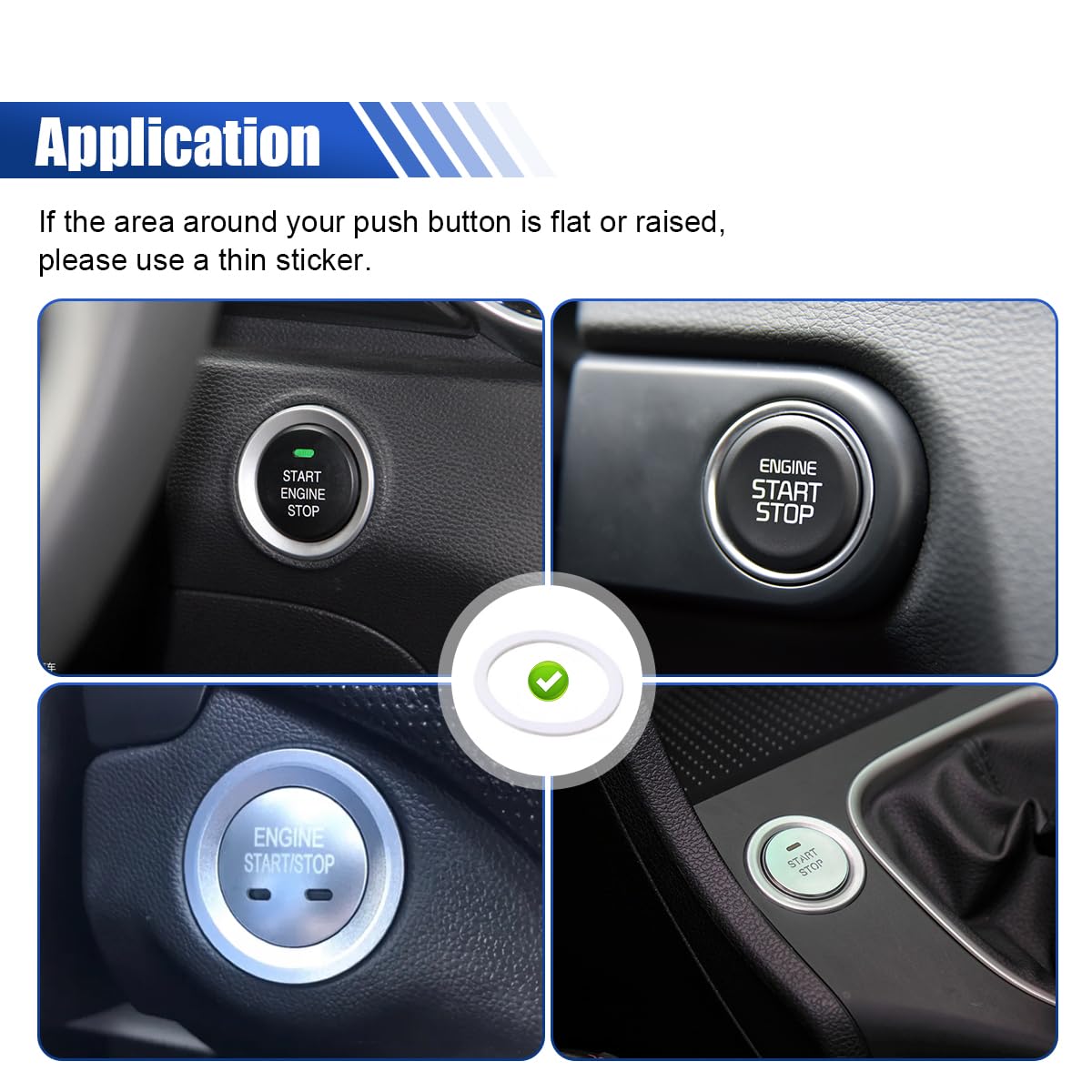 Adunsiaoto 2 Pièces Bling Auto Motor Start Bouton De Démarrage Diamant Intérieur, Bling Bling Bouton Démarrage De Voiture Décoration Accessoires, Universel Voiture Décor Accessoire(AB