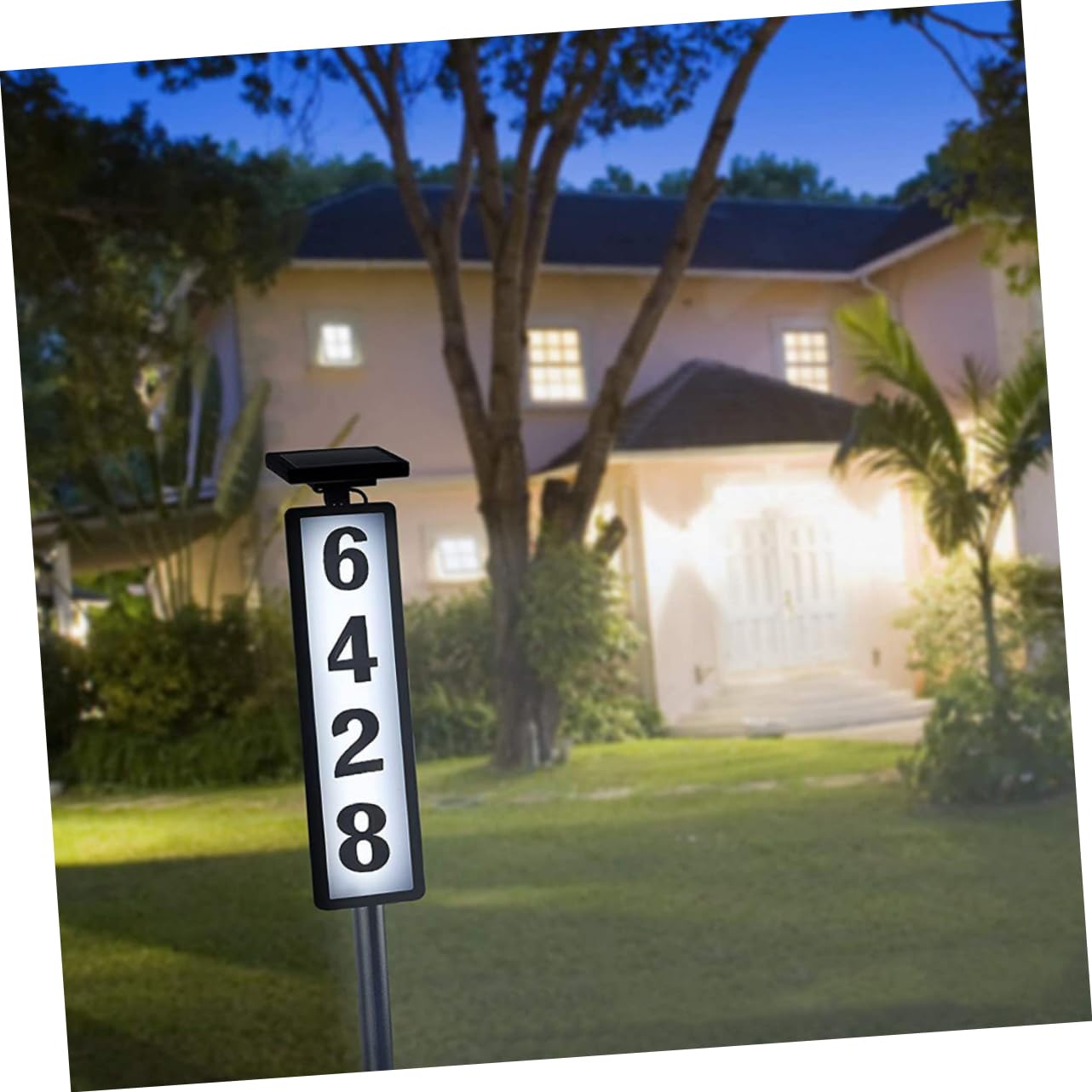 NUOBESTY Cartello Luminoso per Numero Civico Solare da Esterno, Targa Indirizzo in Plastica Nera, Luce per Giardino e Patio,