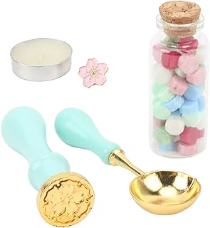 Kit de selo de cera, kit de selo de cera antigo, caixa de presente com colher, miçangas de cera, caneta para colorir para presentes, convites, envelopes