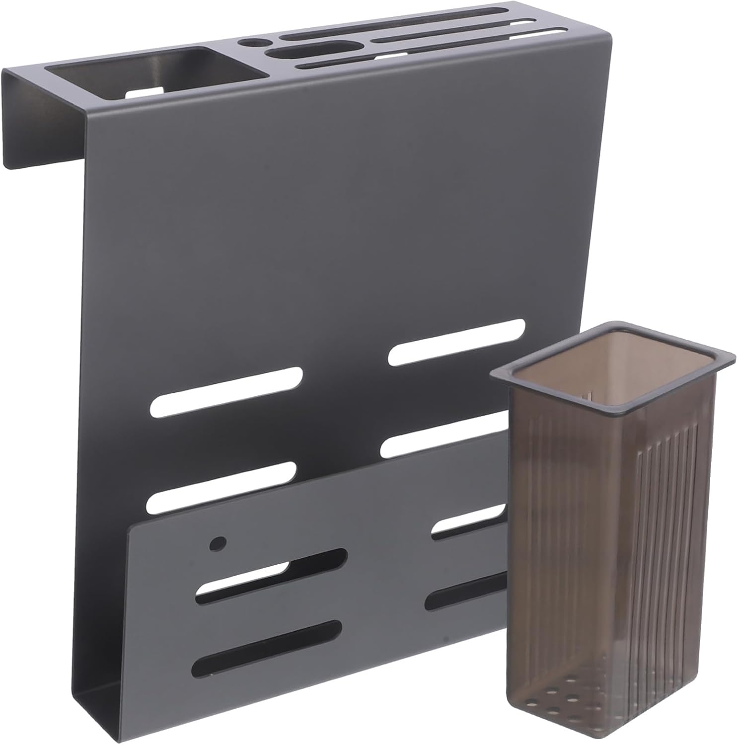 Luxshiny Wall Mounted Utensil Holder with Drainage Multi Functional Kitchen Storage for Chopsticks and Spoons Space Saving Design for Tidy Organization Style