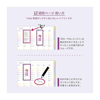 Amazon.co.jp: クツワ 手帳 虹色やること手帳 2025年 A5