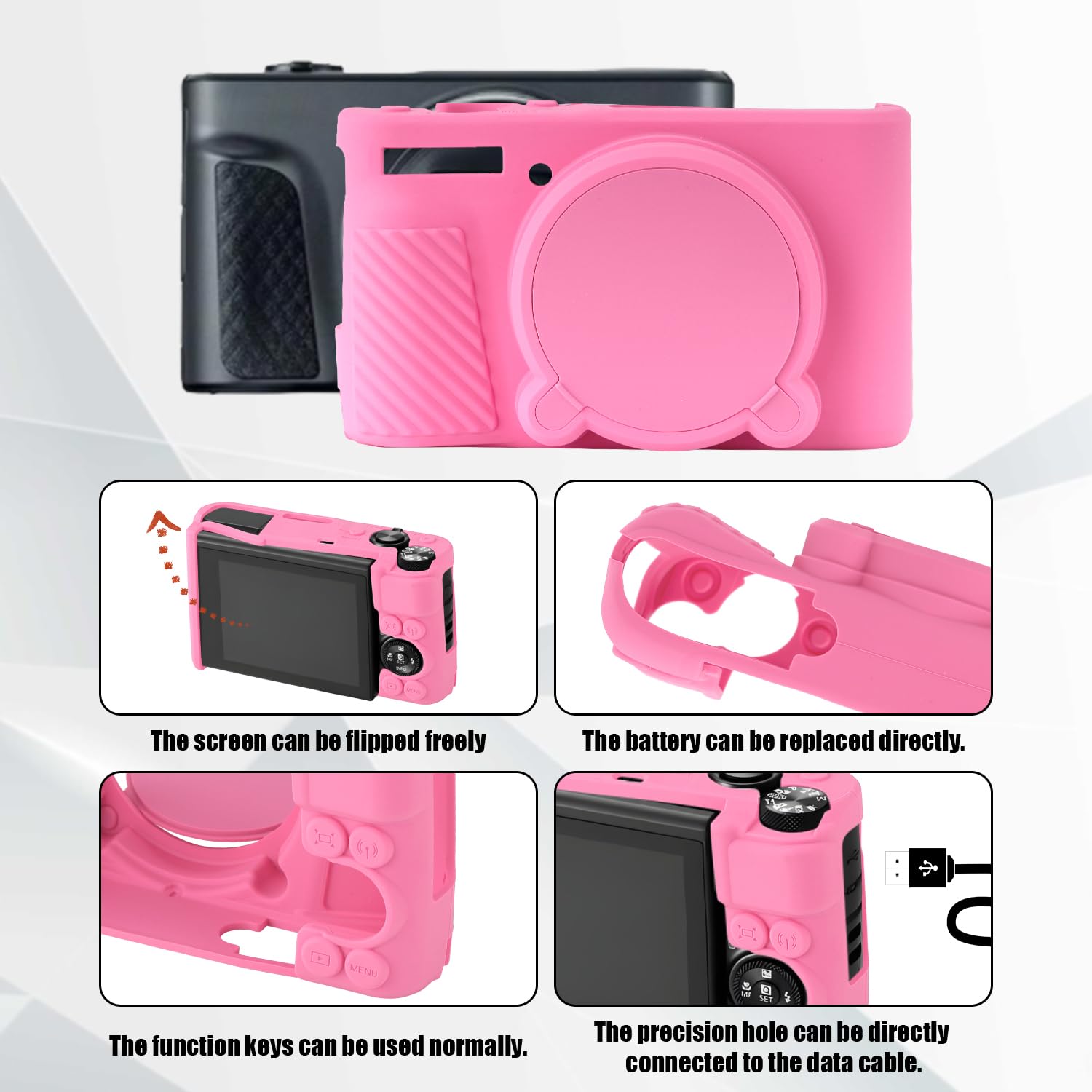 Coque Silicone Pour Canon SX740/SX730 - Housse Souple Fine, Protection Légère, Avec Bouchon Objectif Amovible - 10