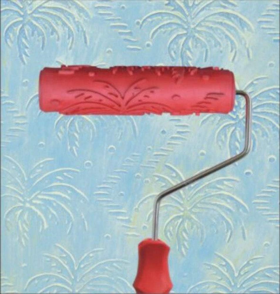 Sadiyamo 7" Art Roller DIY Wall Painting Pattern Roller Texture Roller with Designs Patterned Paint Rubber Roller with Plastic Handle