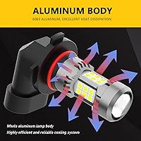 Vista 3 de Phinlion Bombillas LED antiniebla H10, 3200 lúmenes color azul hielo, súper brillantes PY20D 9145, focos antiniebla de repuesto para coches