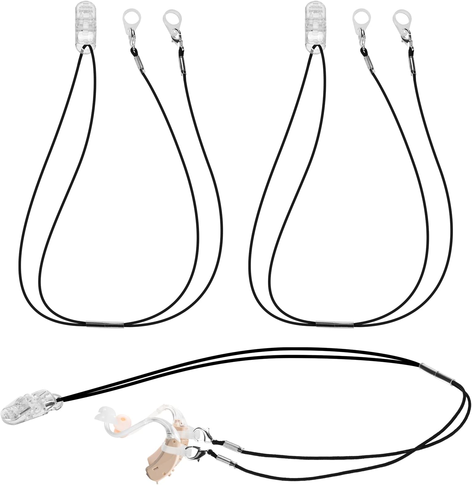 3 Pieces Hearing Aids Clip Holder Portable Hang Rope Anti Lost Amplifier Lanyard Clips And Aid Case Accessories Fixation Cord Protection For Seniors Adults Kid Sound Bte