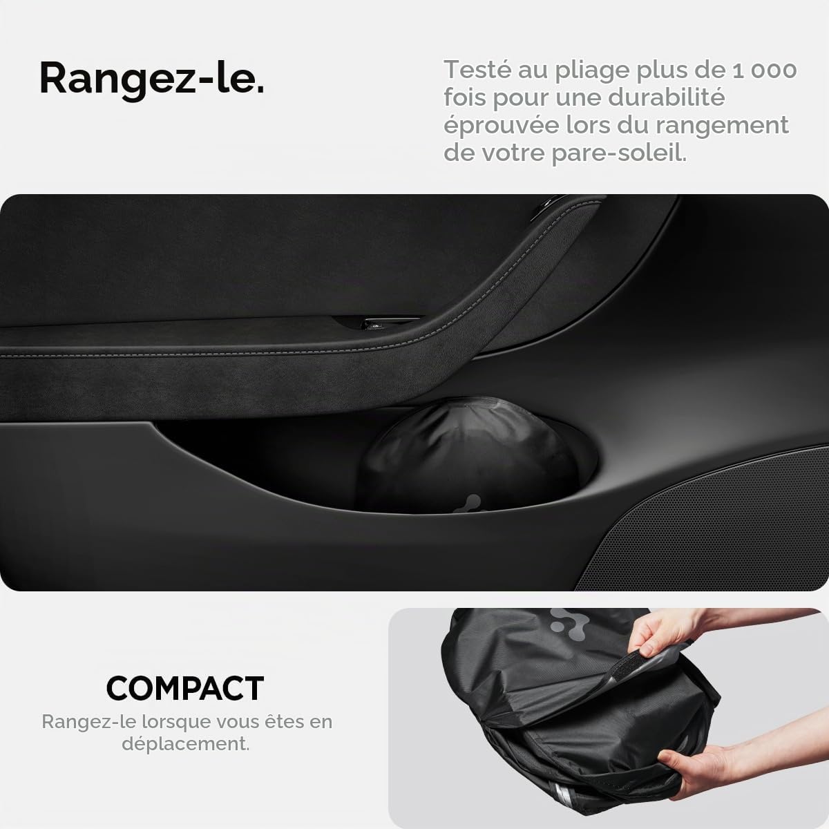 Spigen Tesla Pare-Soleil pour Pare-Brise Avant avec Pochette de Rangement
