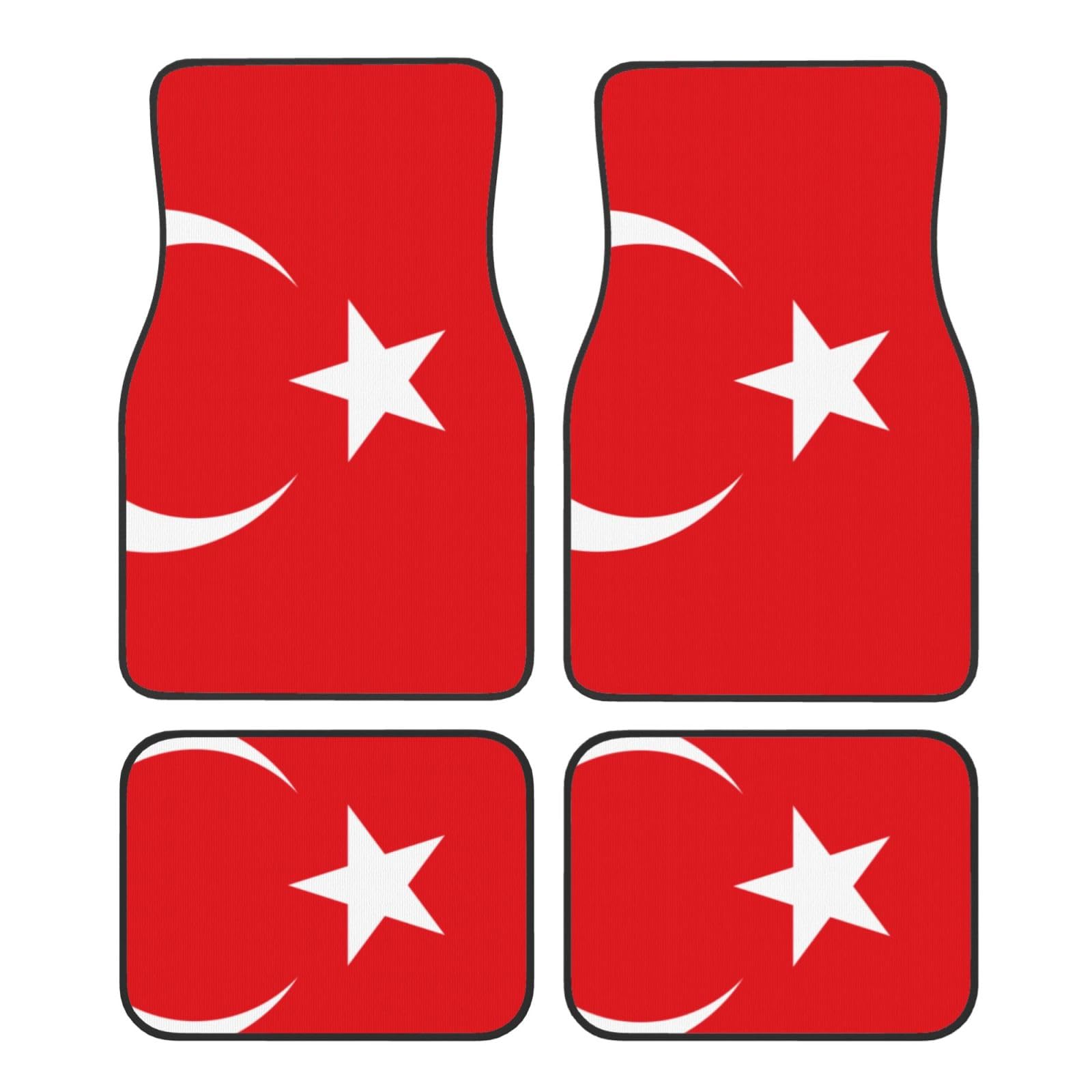 Car Mats Set of 4 Turkish Flag Floor Mats for Cars Universal Front Rear Vehicle Rugs Auto Accessories