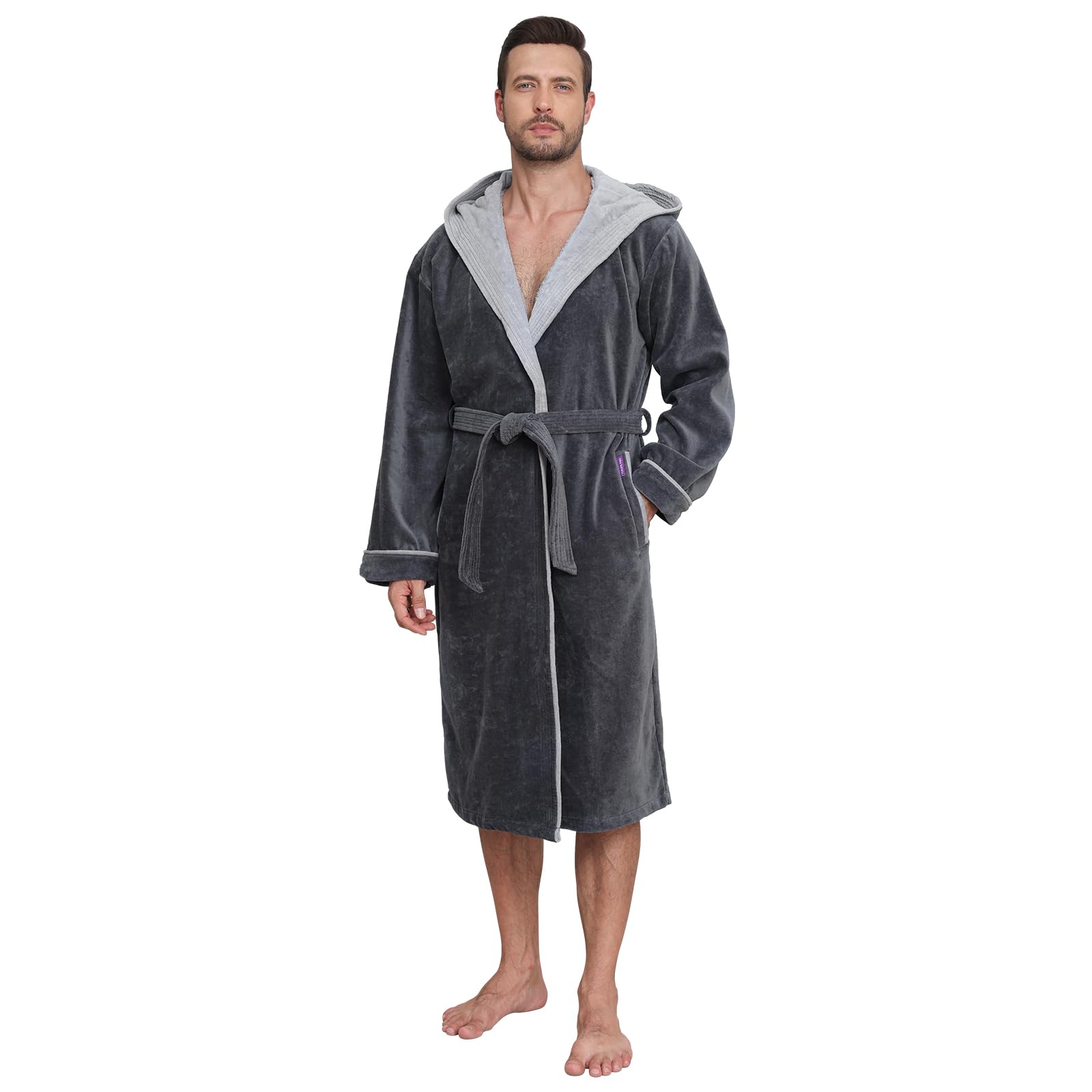 YEAUPE PRO Albornoz Hombre Ducha con Capucha, 100% Algodón, OEKO-TEX®