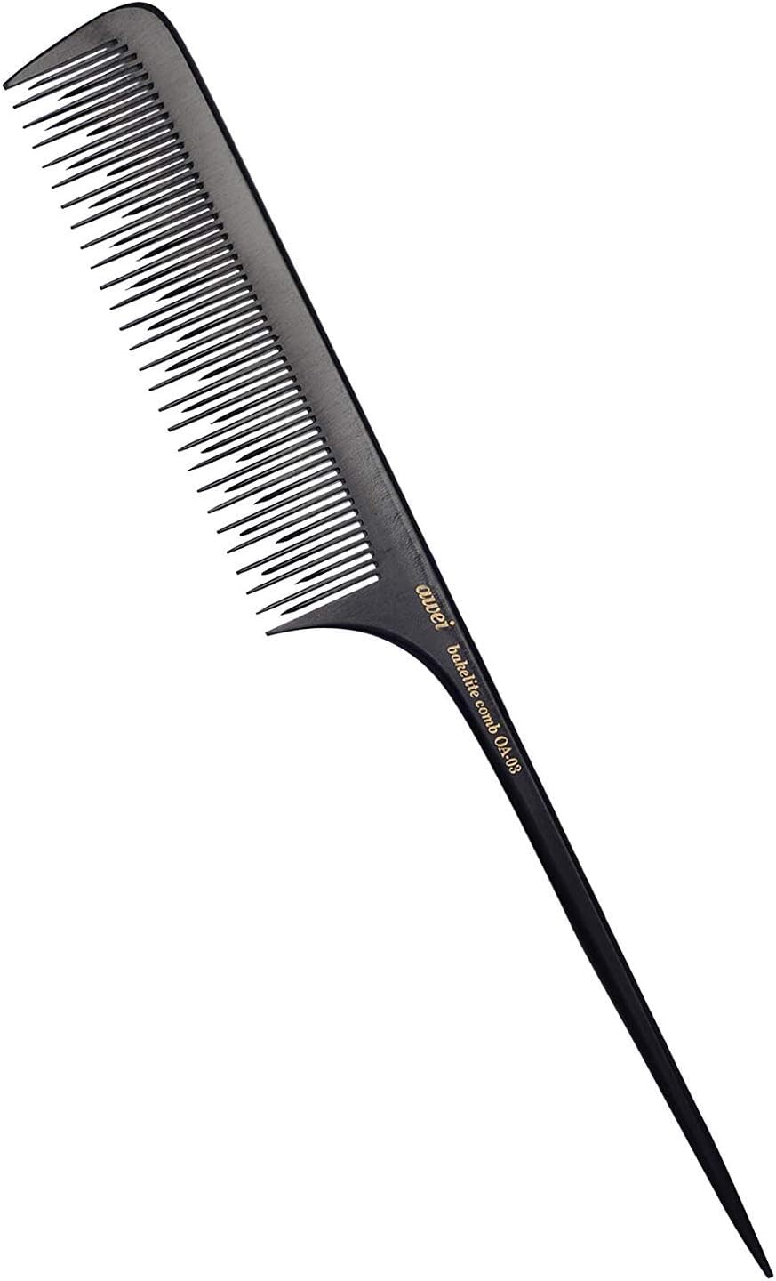 Teasing Comb for Fine Hair, Anti-static Long Bakelite Rat Tail Comb Tool for Back Combing, Root Teasing, Adding Volume