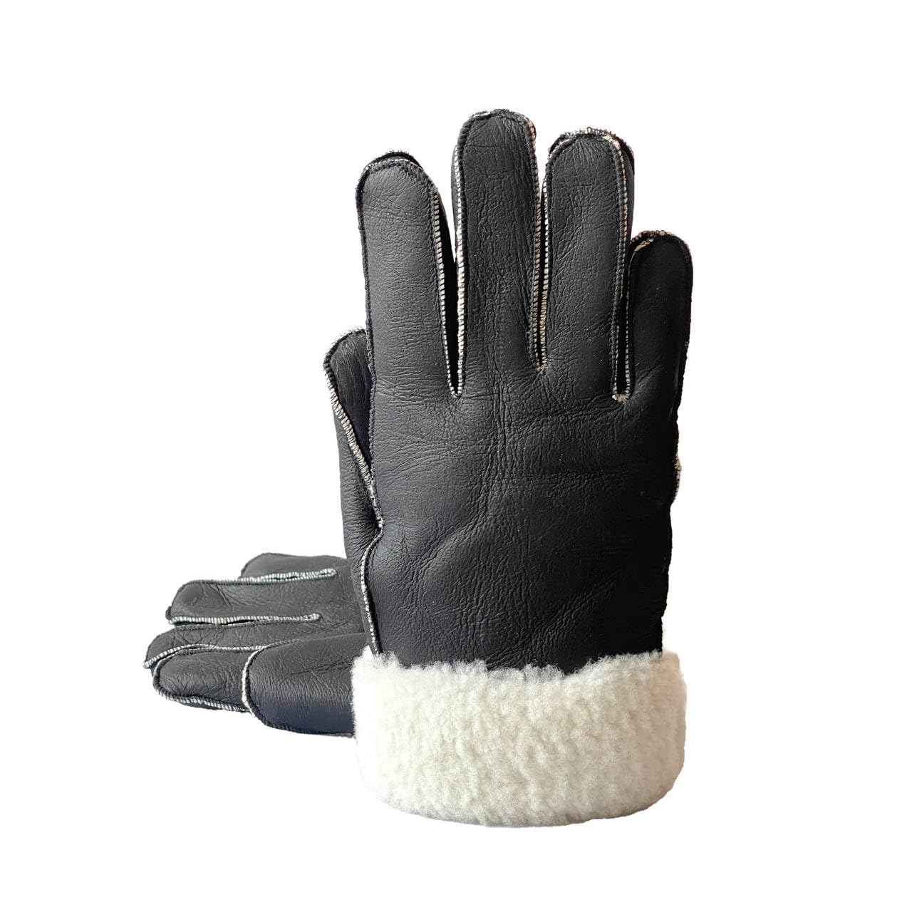 Lukkizara Gloves Leather Shearling Sheepskin Fur Unisex Winter Warm Gloves S-2XL