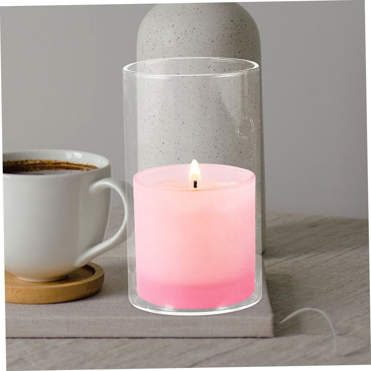 Levemolo 2pcs Decorative Glass Candle Holders Pillar Candle Shades for Home Decor Windproof Cup