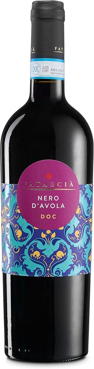 Fatascià Nero d'Avola Sicilia DOC, Rotwein mit dem Duft Roter Früchte und einem Weichen und Umhüllenden Geschmack, 14 % Vol., Karton mit 6 Flaschen mit jeweils 750 ml