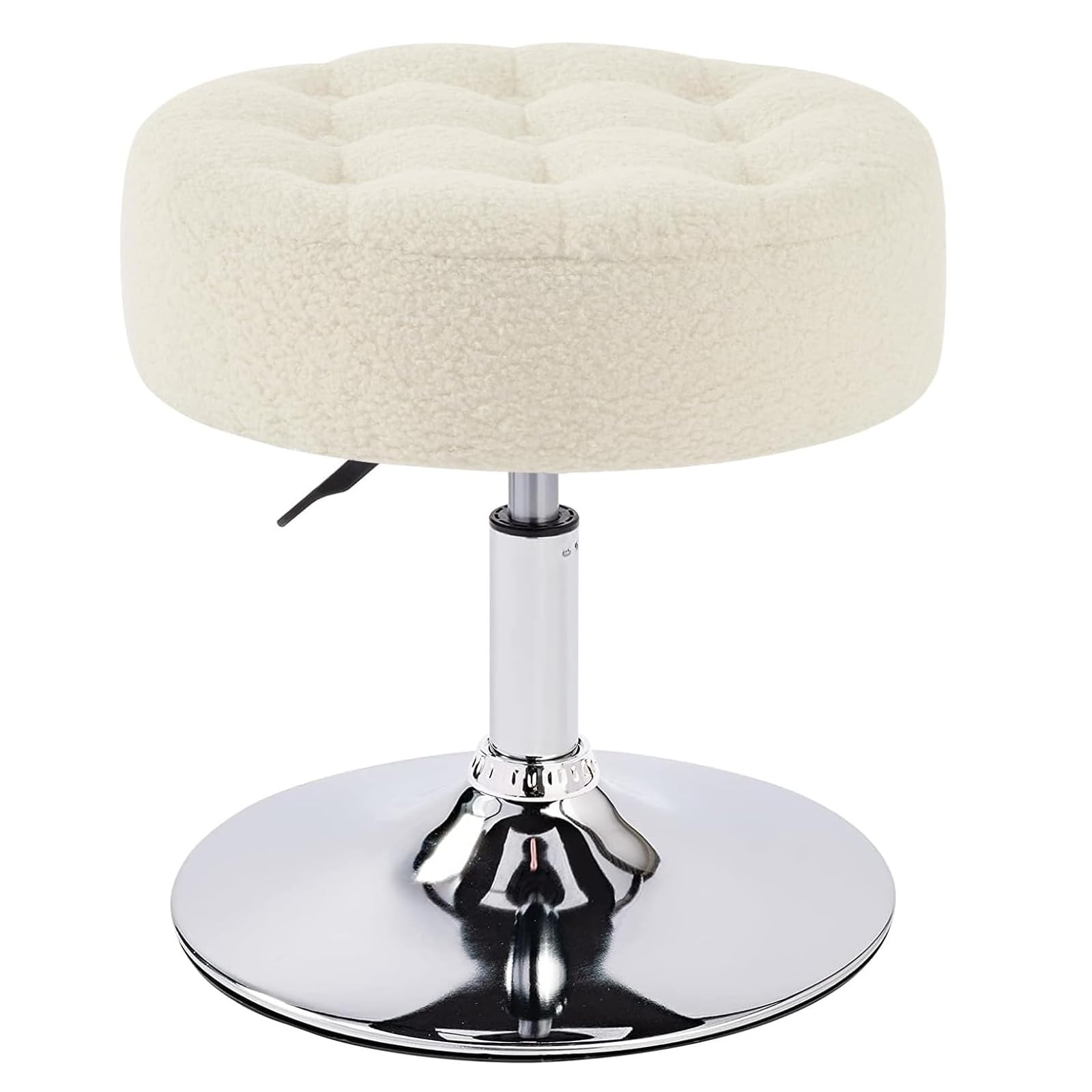 NUTECH IMPEX Mid-Century Velvet Ottoman Stool, 360° Swivel, Height Adjustable, Tufted Vanity Chair for Dressing Table (NT- ivorywhite)-image-22