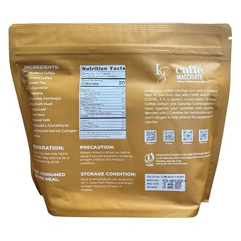 Luxe Slim Cafe Macchiato with Hydrolyzed Collagen & Glutathione, 21g x 8 Sachets