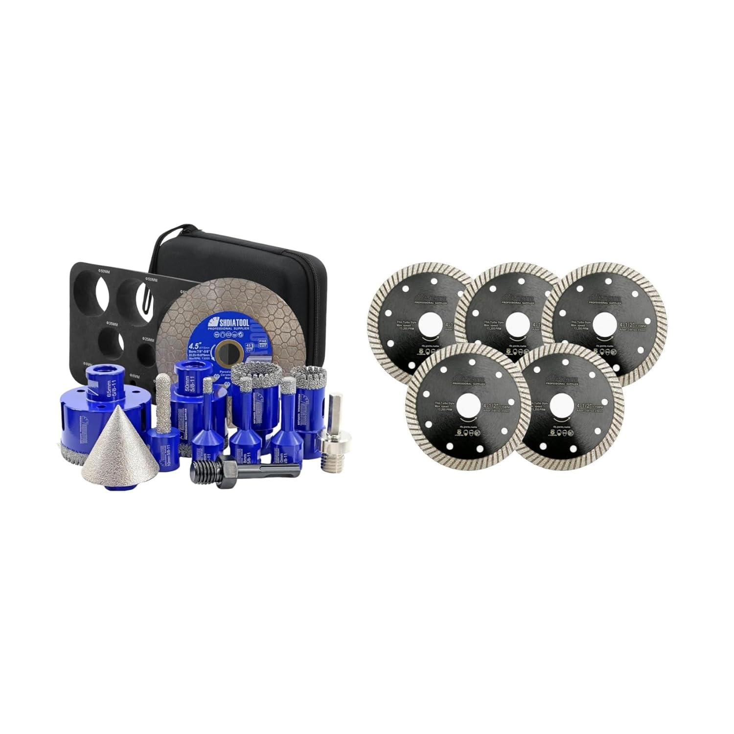 SHDIATOOL Diamond Drill Bits Kit - Core Bits Hole Saw Sets,Mould Guide for Drilling Porcelain Tile Marble Ceramic Granite with Hollow EVA Guide Jig