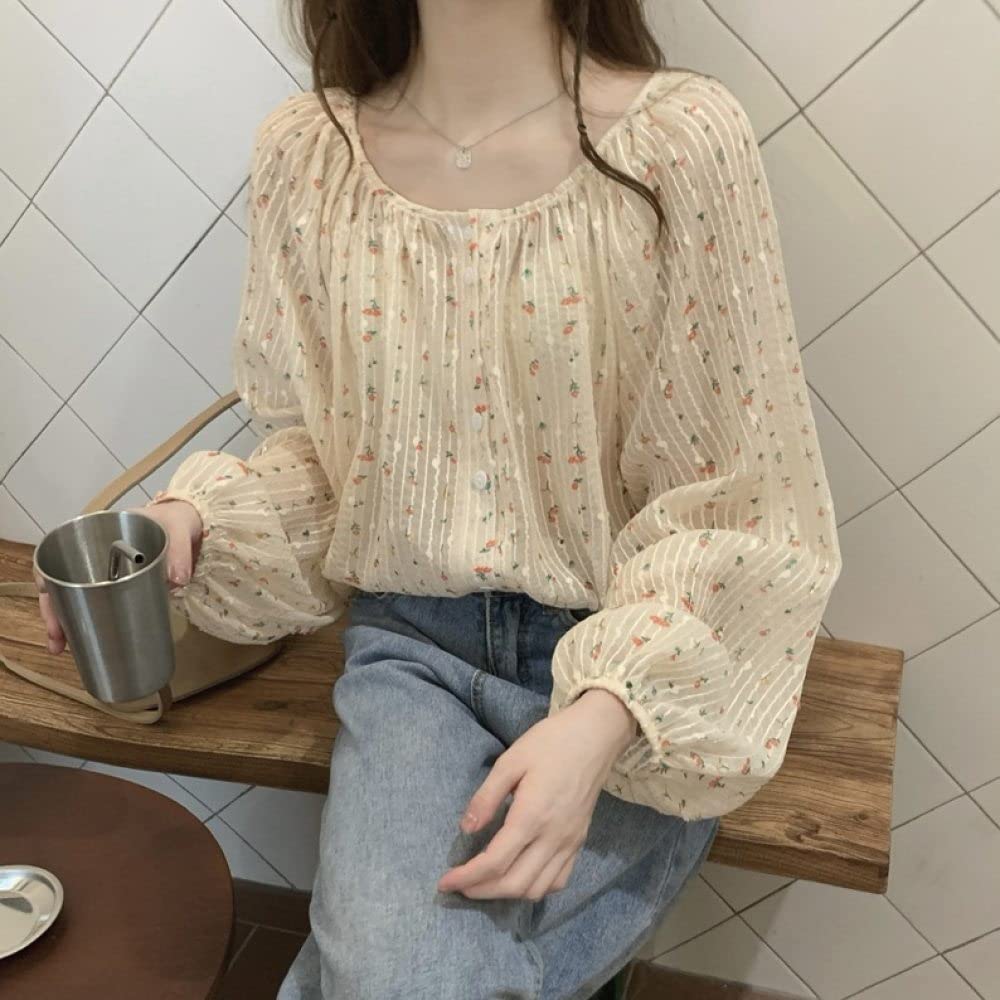 Elegantes Lässiges Langarm-Top,Damen Elegant Bedruckt Satin Bluse Shirt Langarm Aprikose Revers Knopf Tunika Shirt Komfort Glanz Shirt Sexy Party Tops Casual Büro Business Bluse Für Mädchen Damen