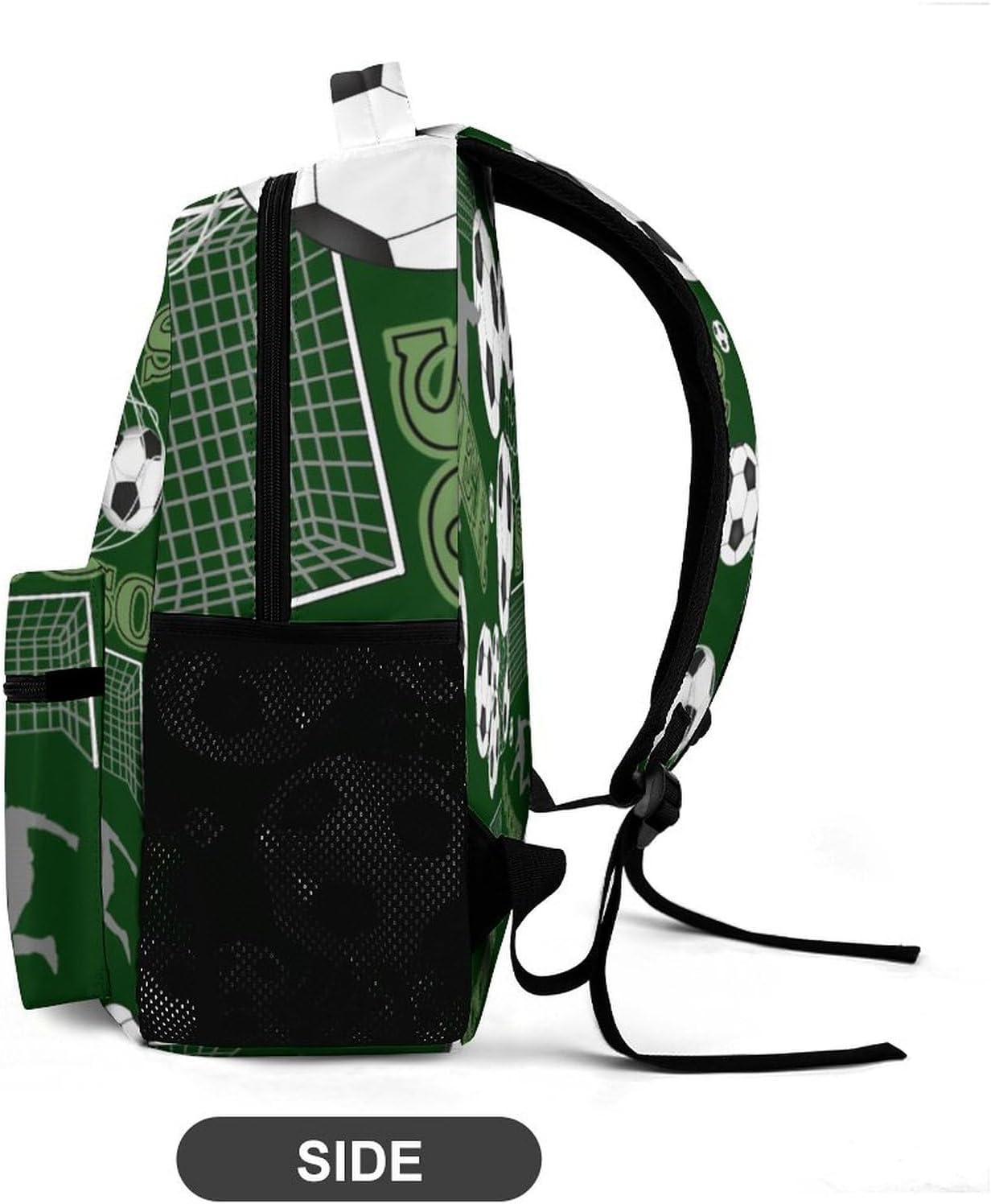 Custom Name Green Soccer Pattern Daypack Kids Schoolbag for Toddler Boys, High School College Teens Backpack - Image 3