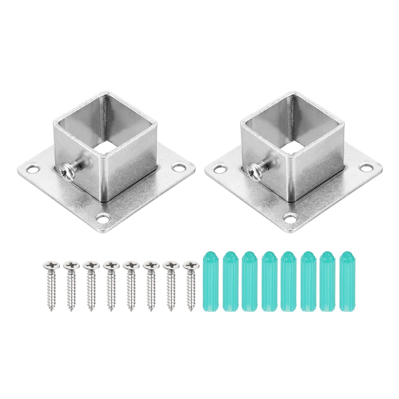 sourcing map 2Pcs Square Post Base for 1x1 Posts Fittings, 1.8mmT Stainless Steel Flange Bases Deck Post Brackets Heavy Duty for Deck Fence Railing Handrail Mounting โ image 1