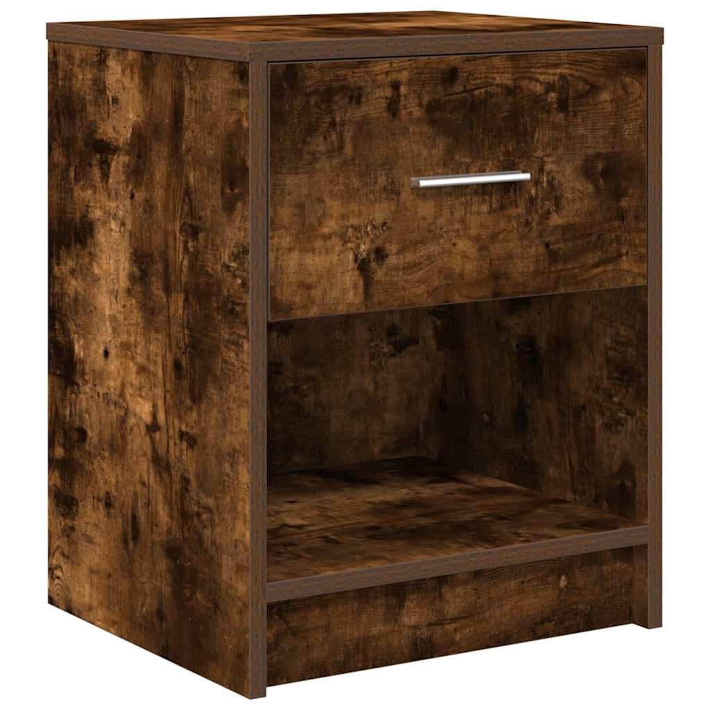 Comodini 2 pz con cassetto in truciolato rovere fumo 40x34x50 cm, mobiletto salvaspazio con ripiano e scomparto per camera da letto, soggiorno, ufficio, corridoio, ingresso