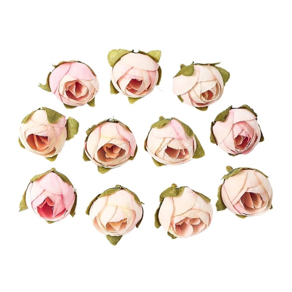 Casetlong 20PCs Artificial Flowers Head Silk Fake Wedding Marriage Decoration DIY Wreath Bouquet Accessories(Champagne)