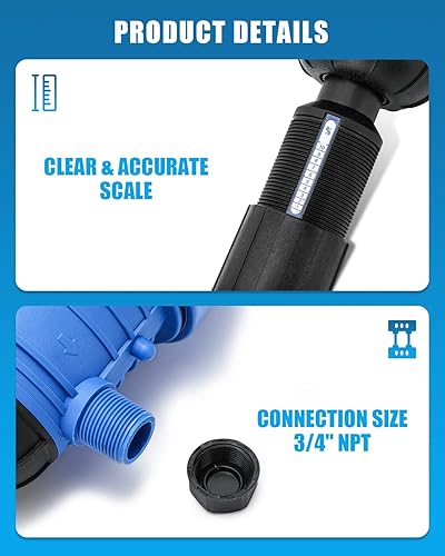 Miniatura 5 de NEWTRY Inyector de fertilizante 1%-10% para riego por goteo, bomba dosificadora accionada por agua ajustable, 34" NPT