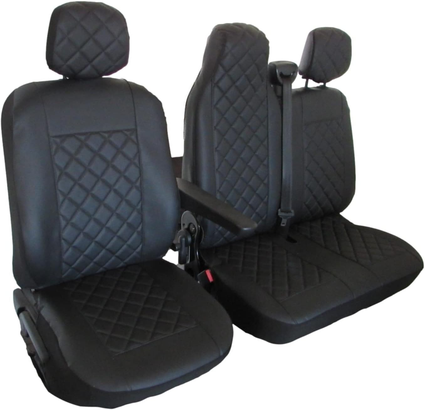 FRONT Seat Covers 2+1 Designed to fit Renault Master after 2011 2020+ ALL BLACK Eco Leather RIGHT Hand Drive