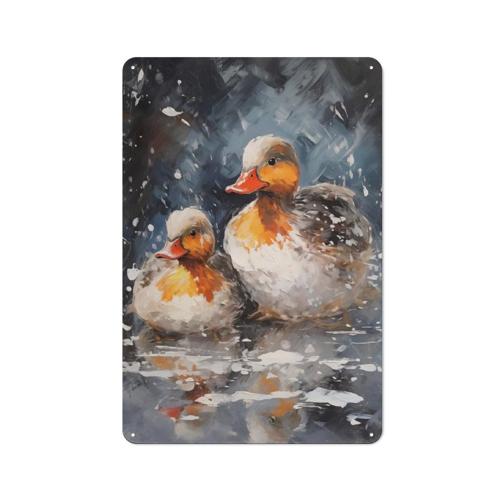 Junmoney Merry Xmas Duck Family Vintage Vintage Tin Sign 30X20cm, Cafe Wall Decor For Bakery, Diner, Cafe Or Family Room