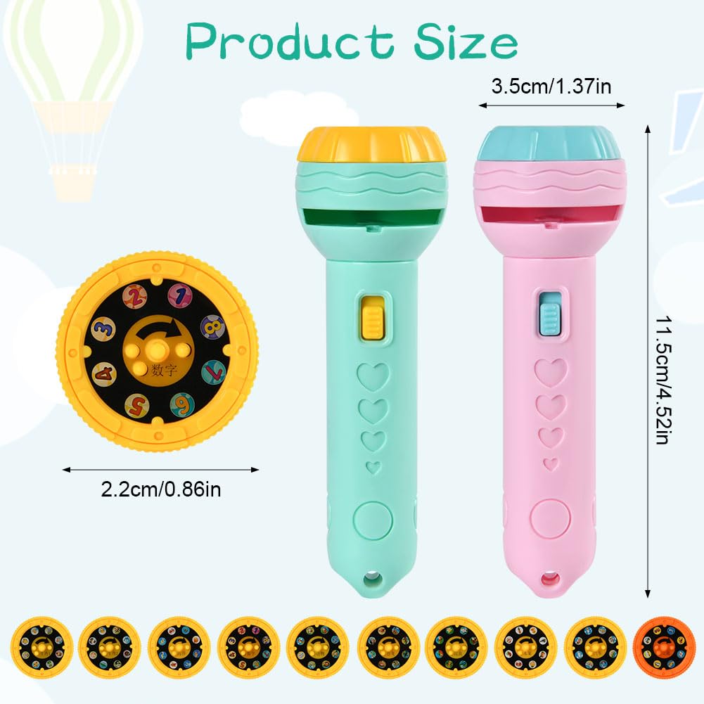 URAQT Flashlight Projectors, 2PCS Animal Slide Flashlights with 80 Patterns, Projector Light with Dinosaur, Vehicle - Image 2