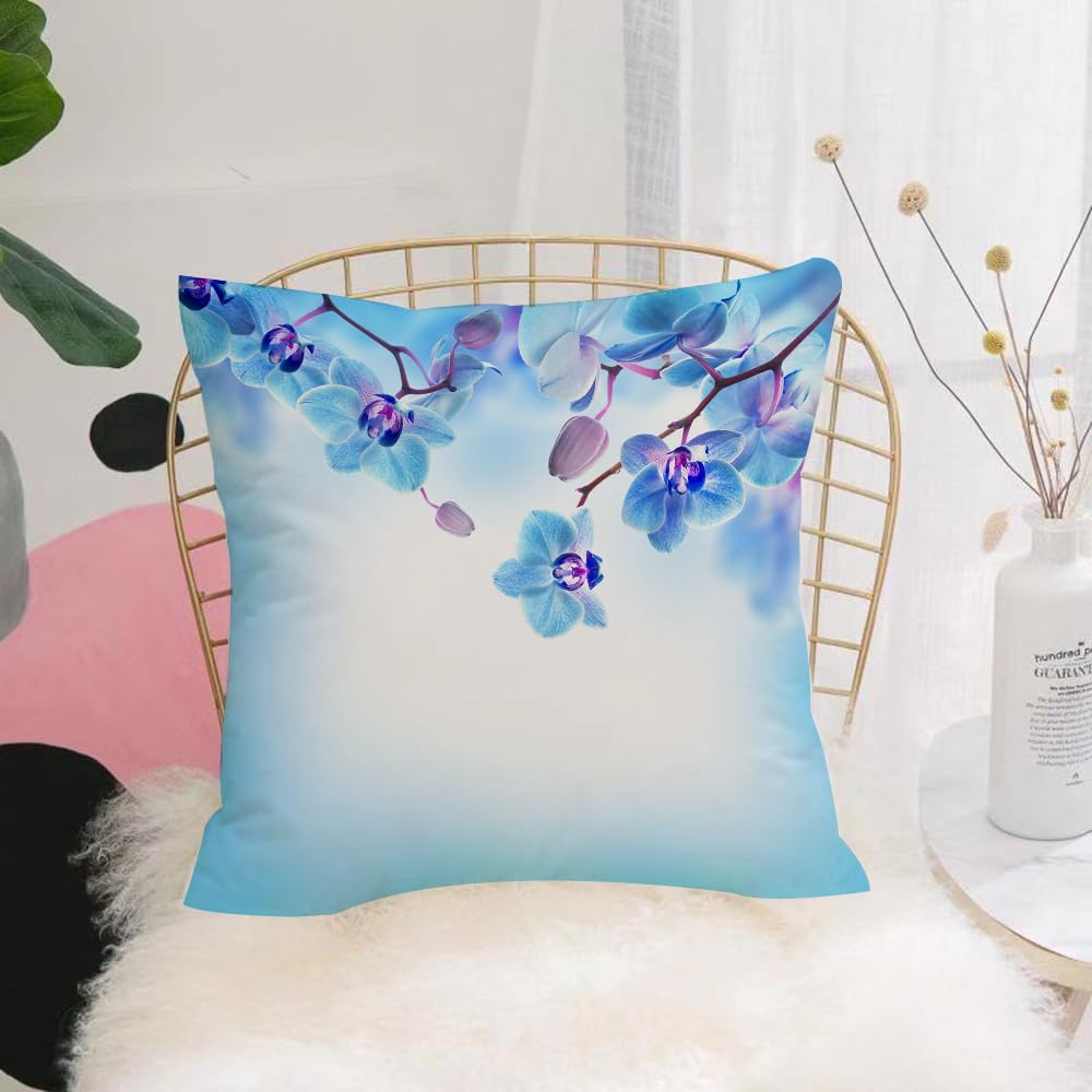 HYOSXW Cushion Cover,Throw Pillow Case Home Decorative for Living Room Bedroom Sofa Chair 16X16 Inch,Flower Decor, Orchids Asian Natural Flowers Reflections,Pillowcase 40X40cm