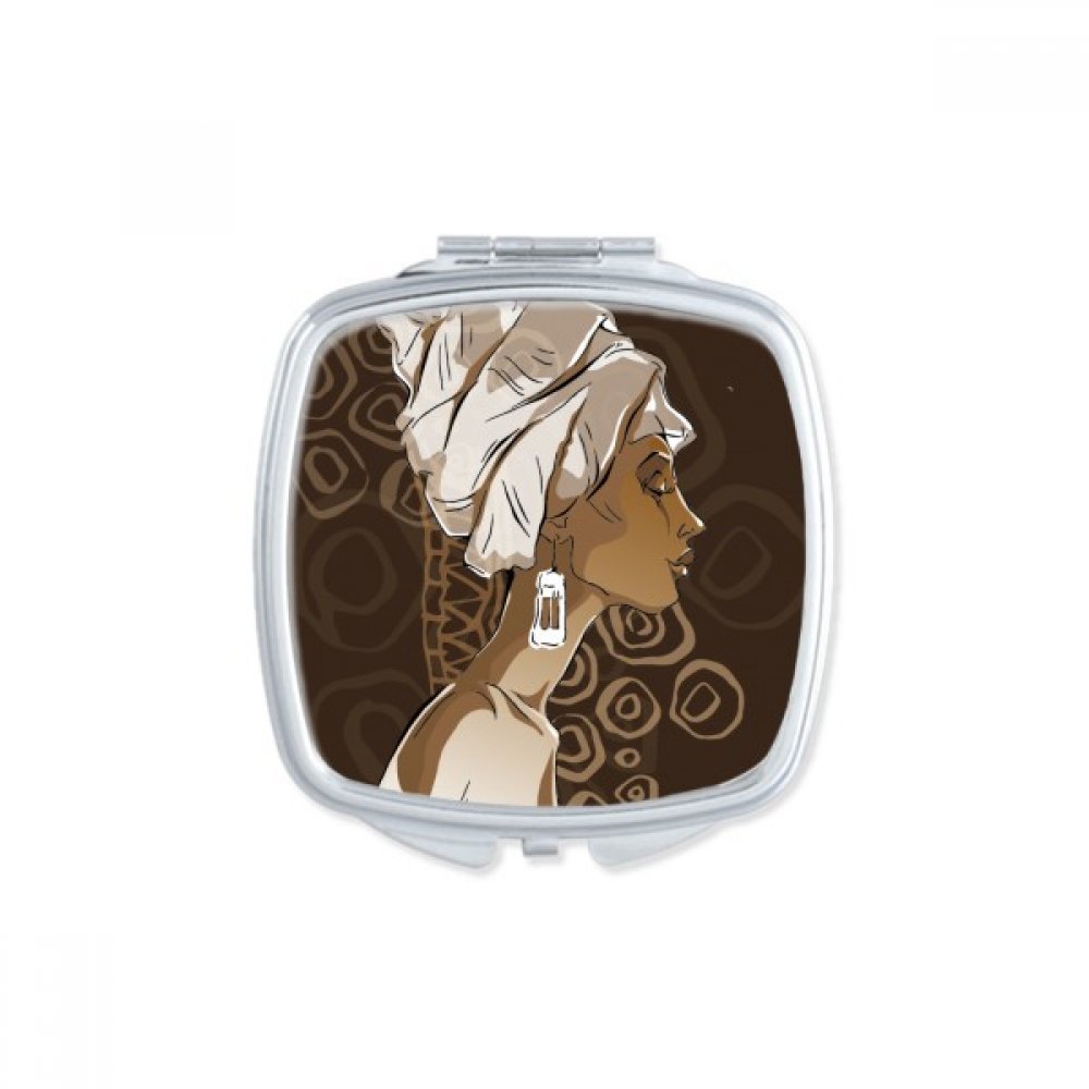 Miroir compact Coiffe Afrique Noire art aborigène maquillage de poche portable