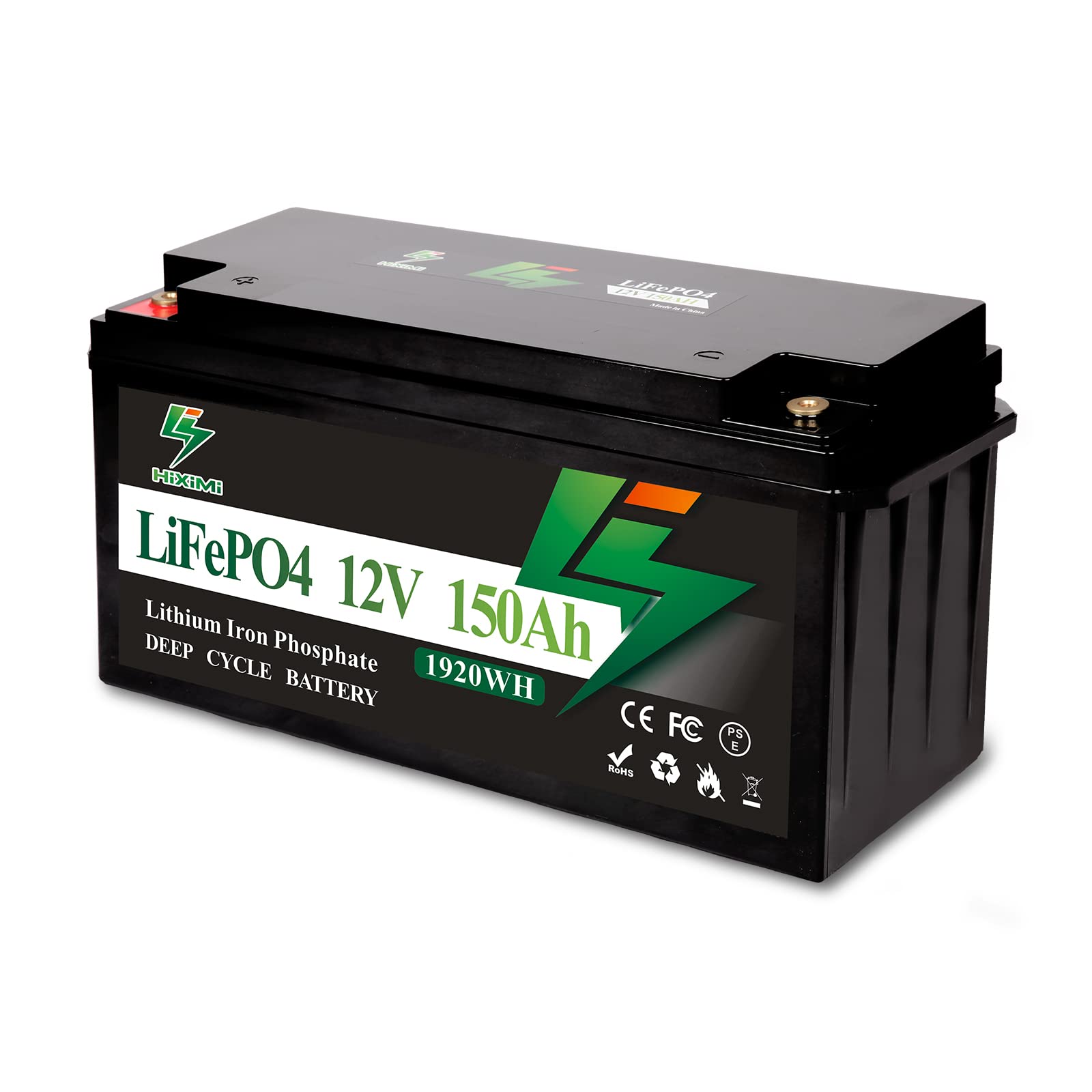 HiXiMi12V 150Ah LiFePO4 Lithium Battery, Lithium Iron Phosphate Rechargeable Battery with 100A BMS For Solar Systems, RV, Boats, Camping, Camping, UPS Power Supply