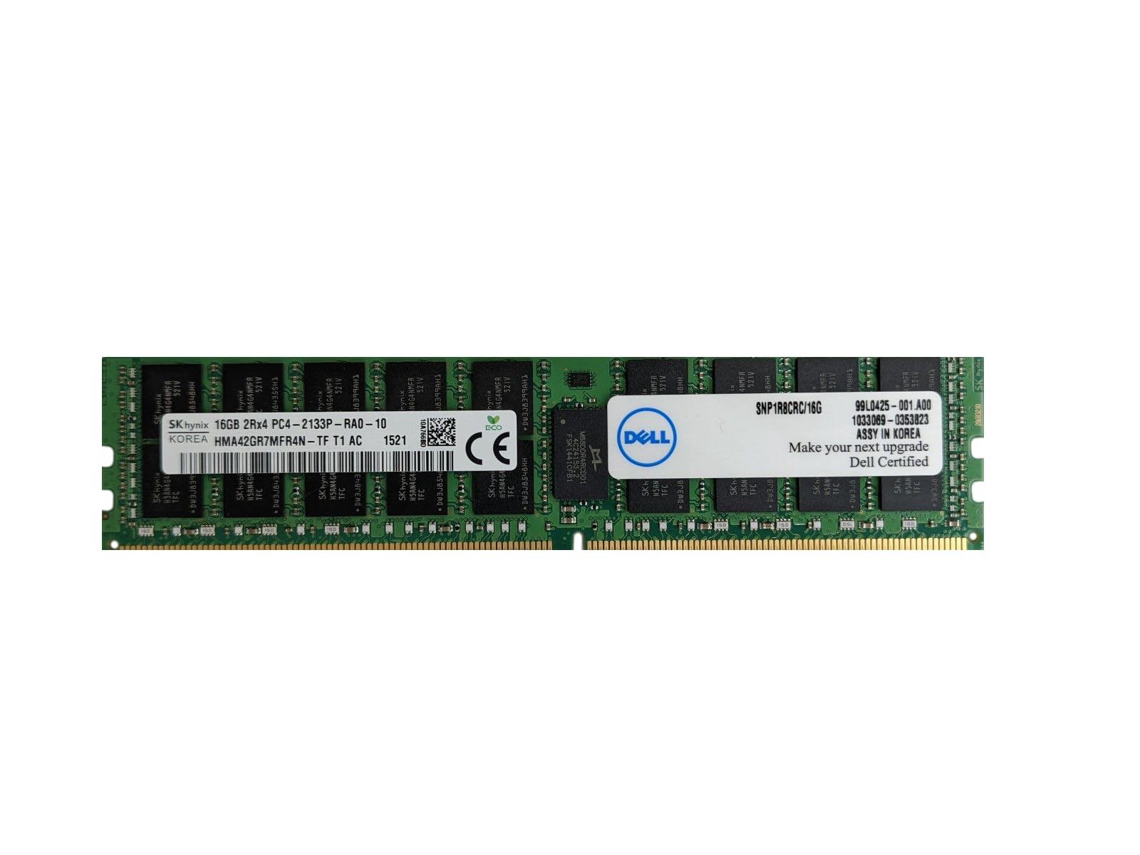 Memoria RAM 16GB DDR4 ECC Registered, 2133MHz, 2Rx4, per Server PowerEdge, Modello SNP1R8CRC/16G