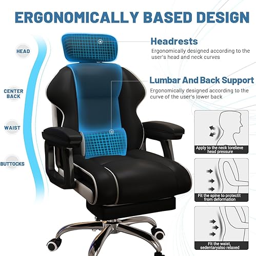 Miniatura 3 de Silla ejecutiva para computadora, silla de escritorio para oficina en casa, ángulo ajustable, ergonómica, de altura ajustable, sillas de piel