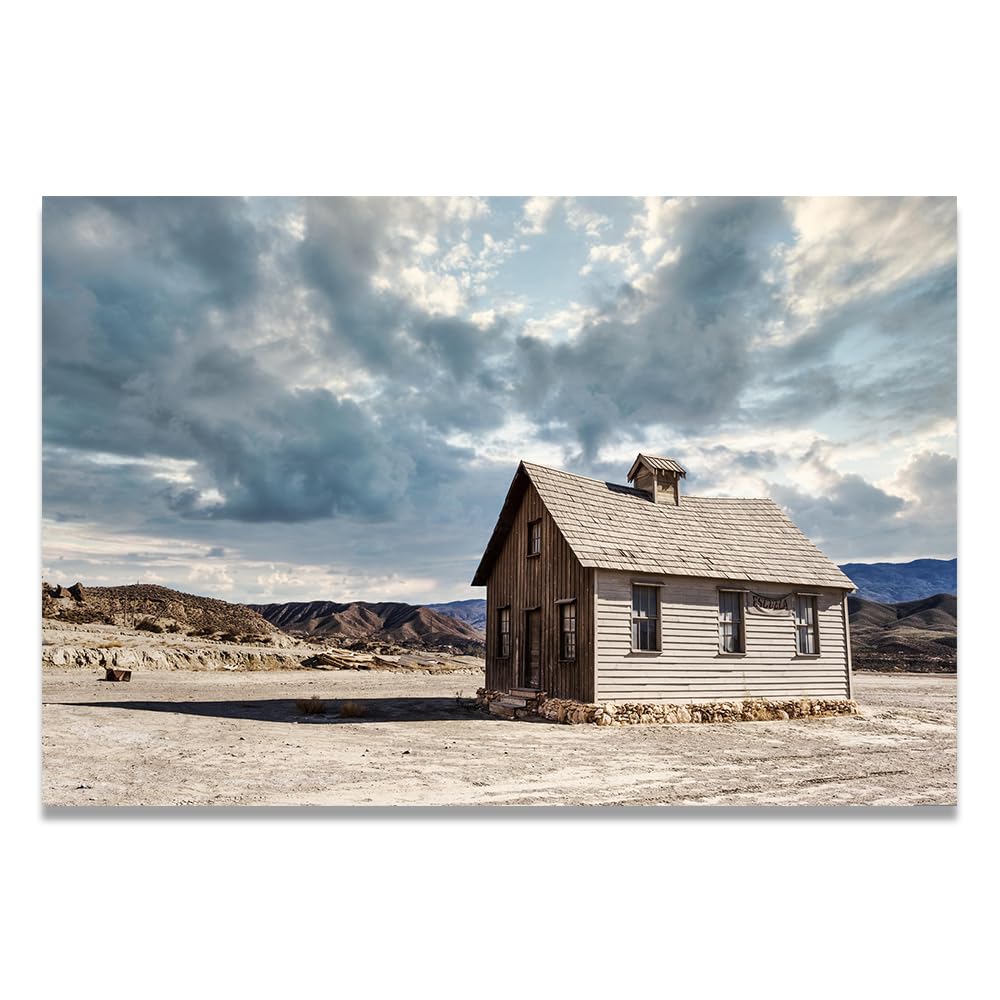 VHdfgTY Log CabinElegant Mountain Landscape Canvas Wall Art Nature Scenery Home Decor 70x105cm Unframed