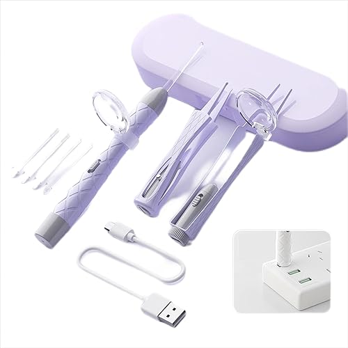 Herramienta de eliminación de cera de oídos, limpiador de oídos para bebé infantil con lupas de luz LED, kit de eliminación de cera de oído con