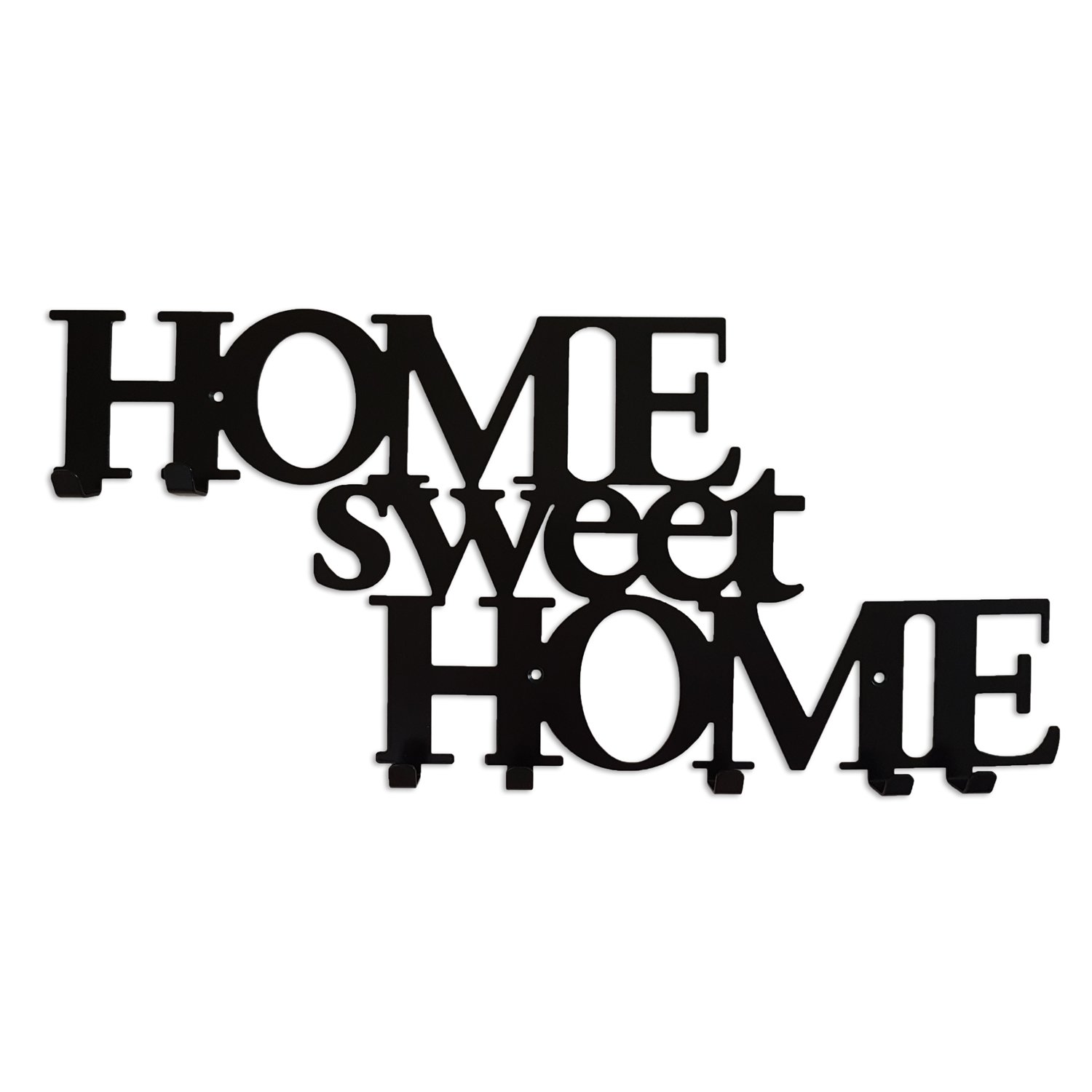 Appendini per Abbigliamento con 7 Ganci Appendiabiti da Muro in Metallo Attaccapanni Home Sweet Home Nero