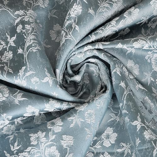 Image of STITCHNEST Floral Jacquard Door Curtain - Blue, 7 Feet, Grommet Top - Pack of 1 Elegant Curtain Panel for Living Room & Bedroom
