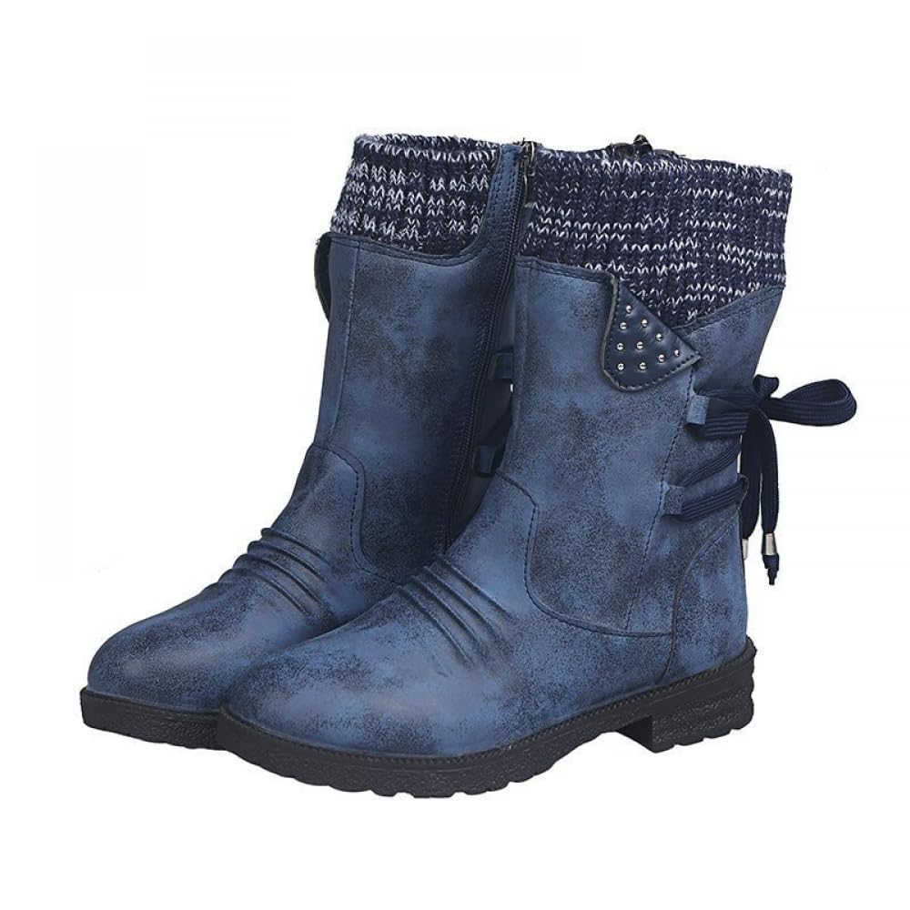 Damskie kozaki, ciepłe i wygodne, na jesień, zimę, wodoszczelne, antypoślizgowe, na co dzień, eleganckie, modne, oddychające, na platformie, wysokie buty trekkingowe, NIEBIESKI, 39.5 EU
