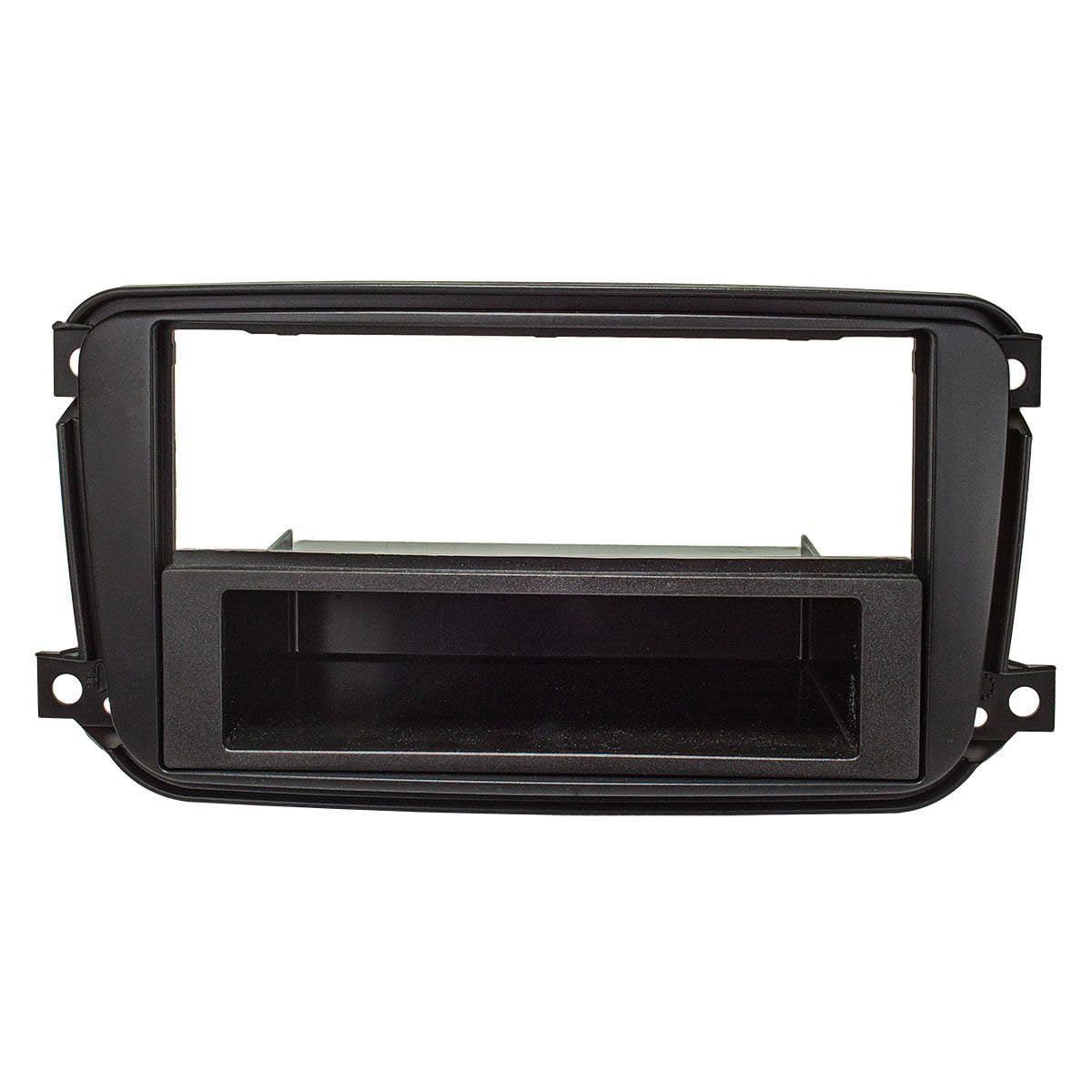 tomzz Audio 2451-035 Set coperchio radio compatibile con Smart fortwo (451) facelift dal 10/2010 nero con adattatore radio ISO adattatore antenna ISO DIN