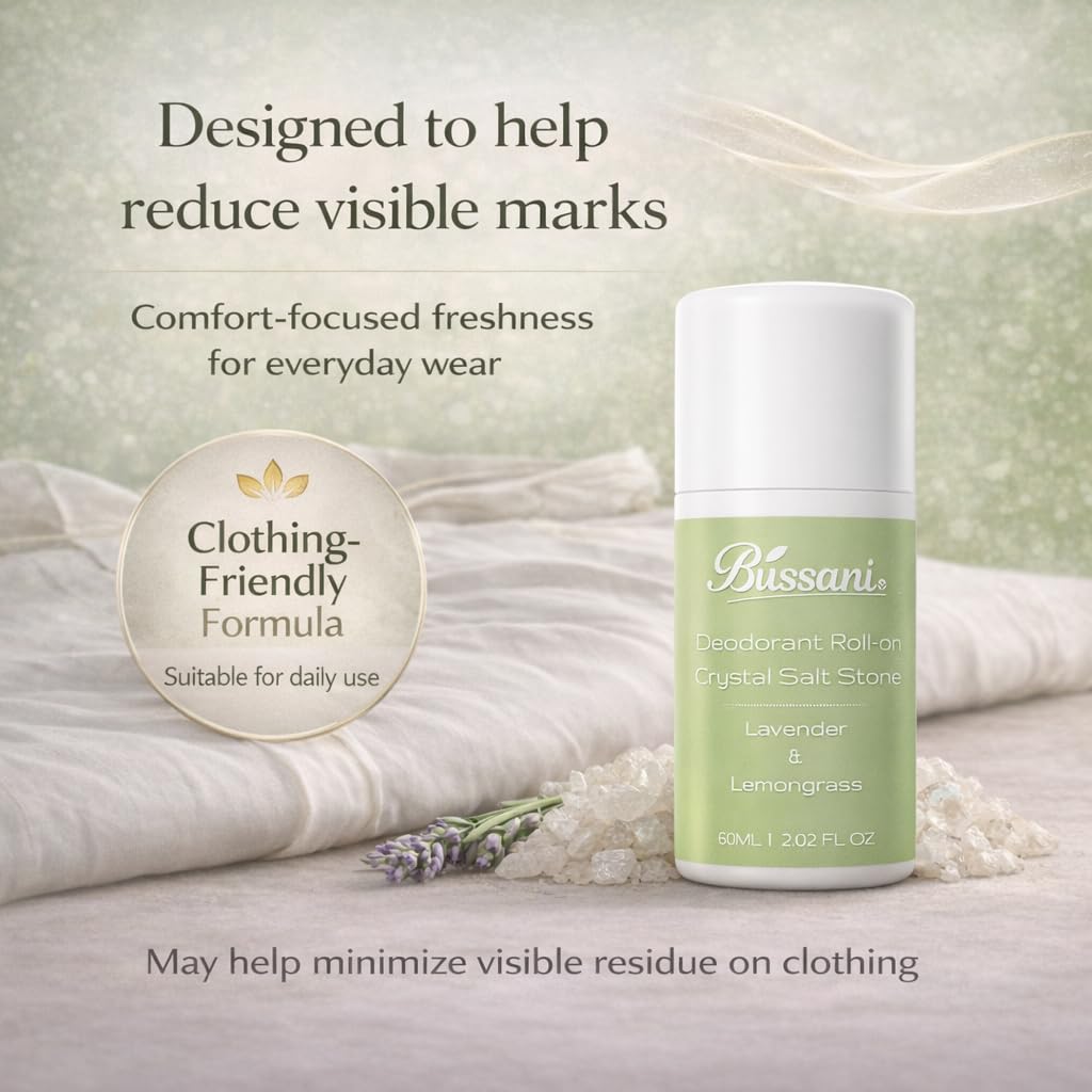 Bussani Crystal (Alum) Salt Stone Deodorant Men and Women | 2.02 Fl Oz | Aluminum Free | No Stains | Dries Quickly | Non-Irritating | Made in Israel | 3-Pack - Image 2