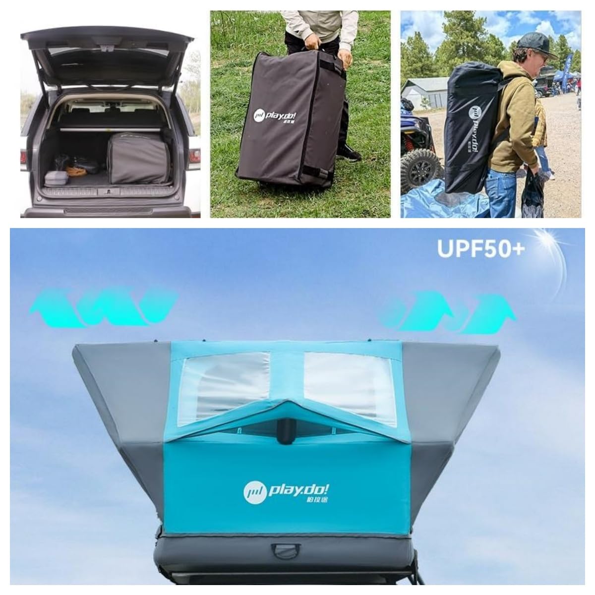 TentHome Tienda Techo Coche de Campaña Hinchable 2-3 Personas Grande Familiar Montaje Rapido
