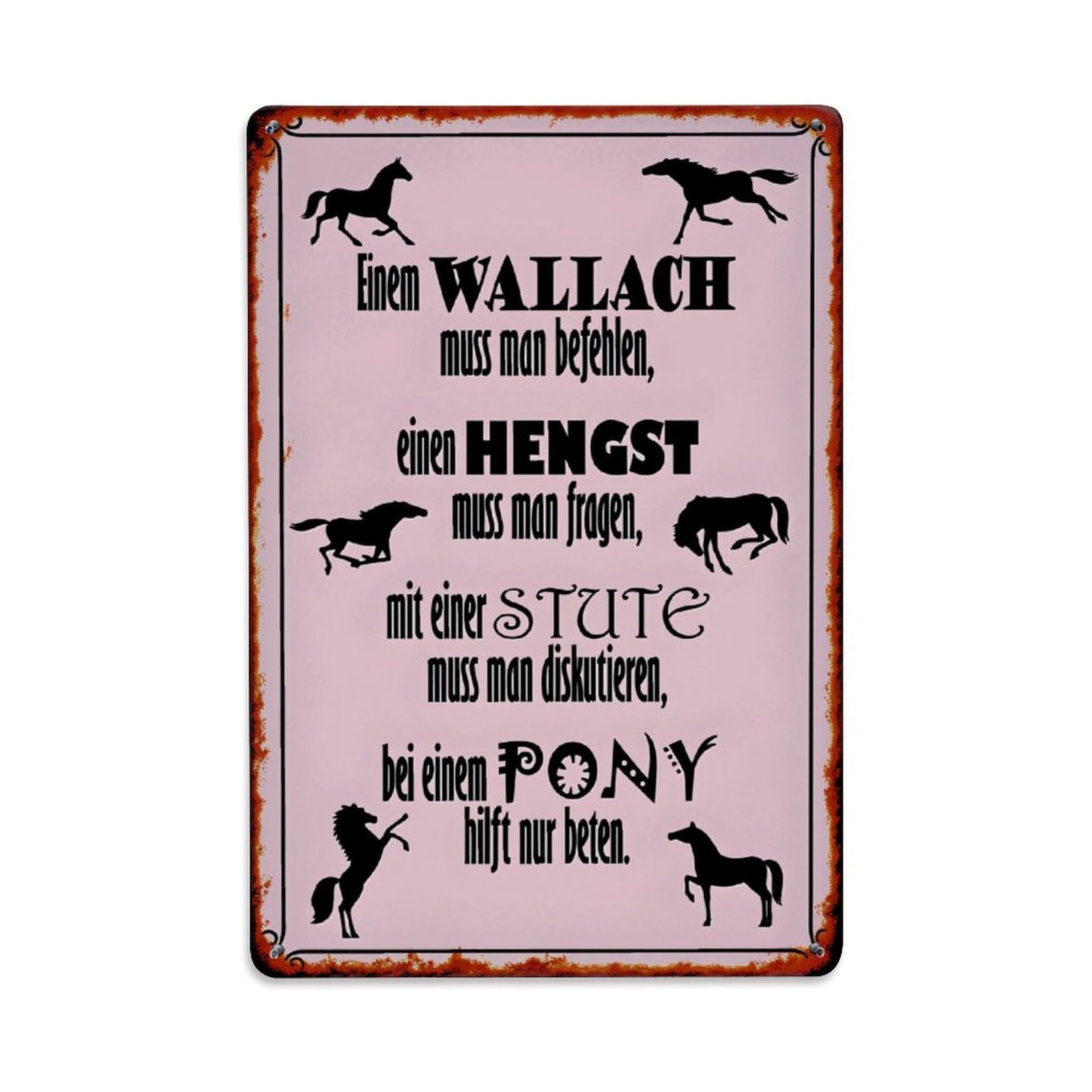 Jdfenggu Vintage Horse Silhouette Text Pattern Sign Retro Metal Tin Sign, Decor Art Poster For Bar, Home, Man Cave, Kitchen, Laundry Room Gift 8X12inch