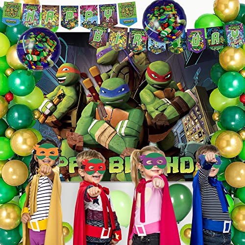 394 Pcs Video Game Birthday Party Supplies, Ninja Birthday Party Decorations Serves 10 Guests, Include Banner, Backdrop, Balloons, Cake Toppers, Plates, Tablecover, Napkins, Ninja Cosplay Mask And Stickers Party Decoration For Kids #TOP3