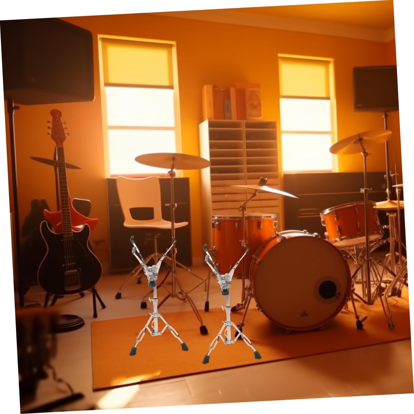 Alasum Snare Drum Stand Double-leg Rack for Jazz and Practice Pads Portable Percussion Accessory with Stable Support for Versatile Drumming Styles